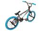 Graues BMX-Fahrrad mit blauen Reifen und Lenker