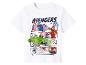 Weißes T-Shirt mit Avengers-Aufdruck: Captain America, Iron Man, Hulk und Thor.