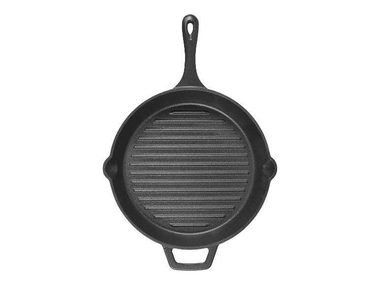 Schwarze Gusseisen-Grillpfanne mit Griff