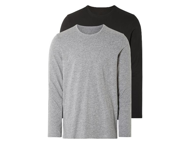 Zwei Langarm-Shirts, eins grau und eins schwarz.