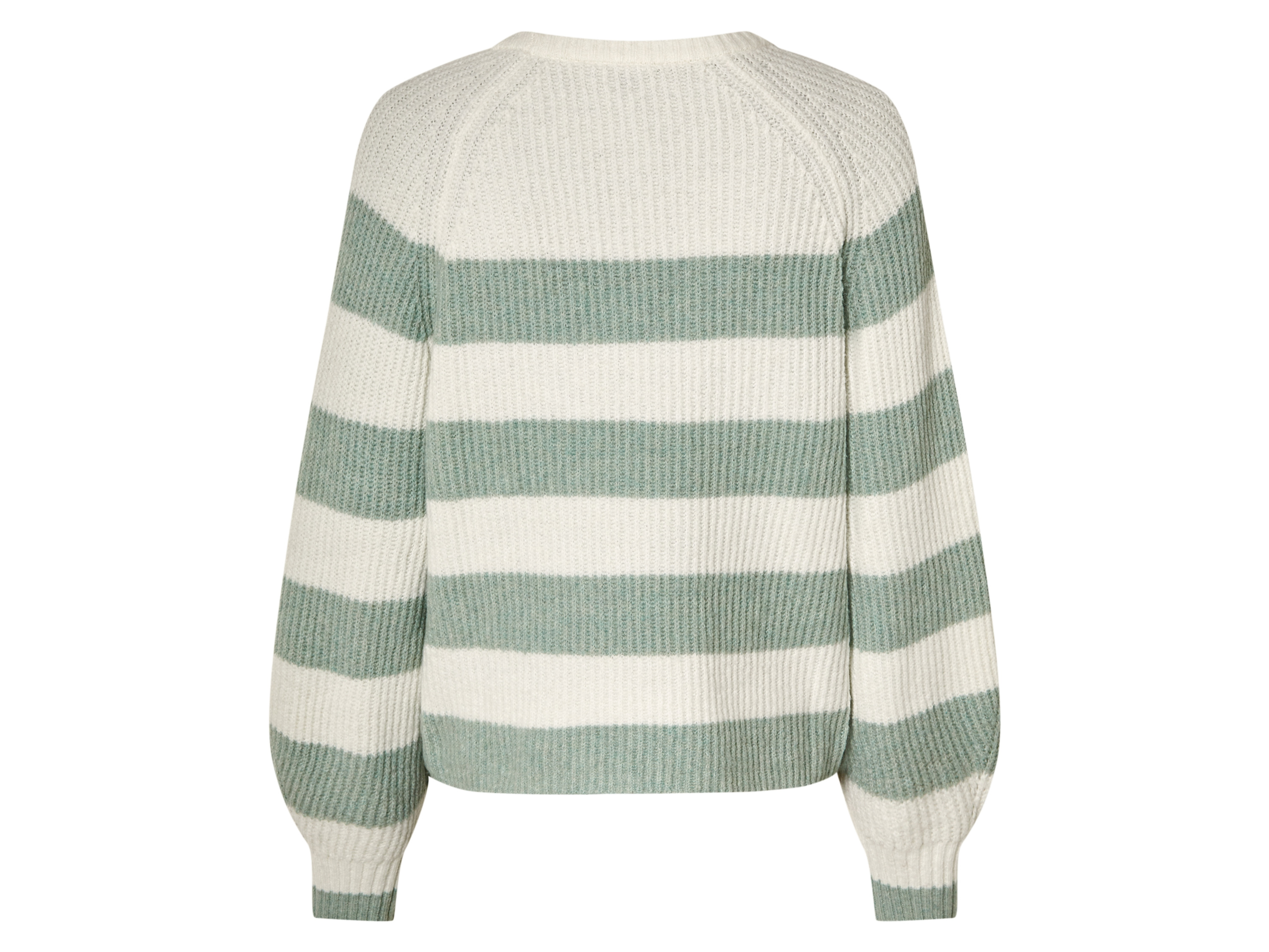 Thumbnail - esmara® Damen Stricktroyer / Strickpullover, mit Wollanteil (Grün/Weiß, XS(32/34))