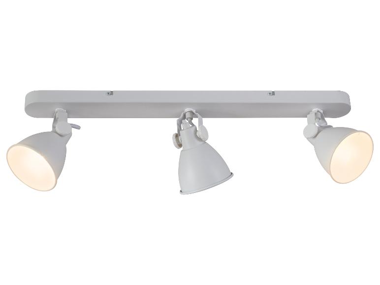 Weiße Schienenleuchte mit drei verstellbaren Strahlern