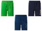 Drei Kinder-Shorts: grüne mit Palmenmotiv, dunkelblaue mit Super Mario und dunkelblaue mit Minecraft.