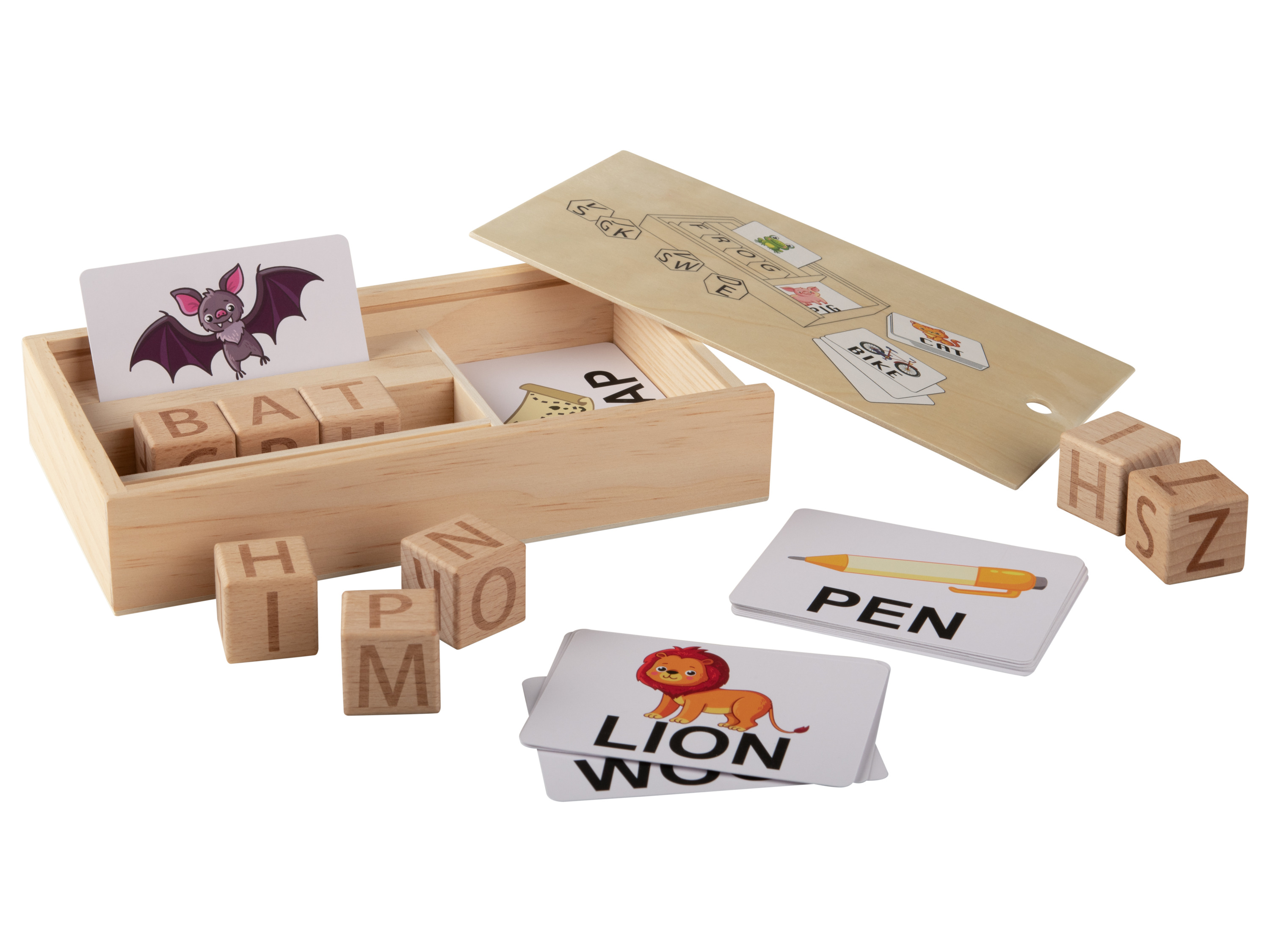 LUPILU® Stäbchen-Spiel / Holz-Gedächtnisspiel / Buchstabenwürfel-Spiel / Karotten-Steckspiel / Kaktus-Steckspiel (buchstaben spielzeug)