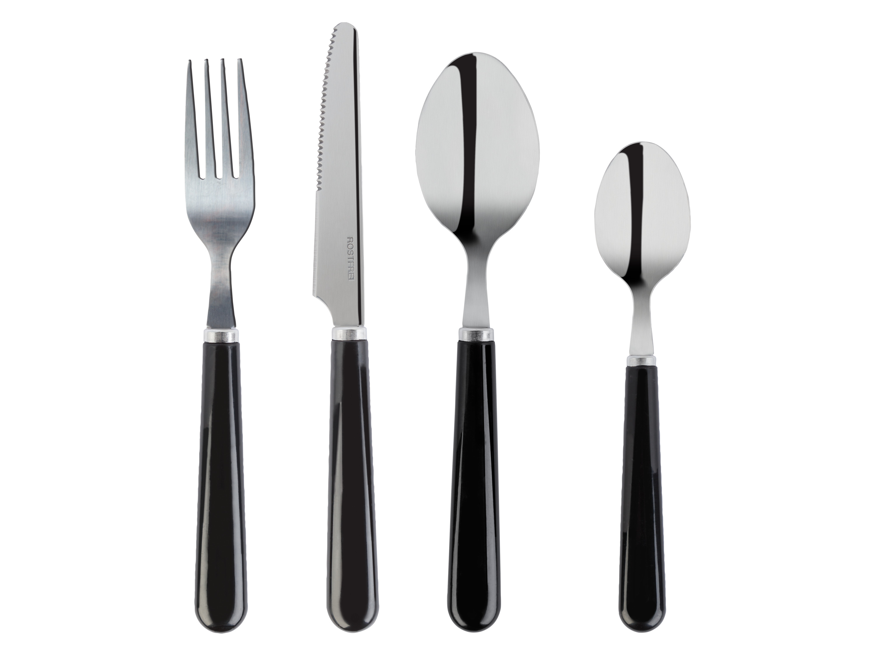 LIVARNO home Besteck-Set mit Kunststoffgriff, 24-teilig  (Schwarz)““ | Gabeln, Teelöffel aus Edelstahl 18/0 Spülmaschinengeeignet Für bis zu 6 Personen 24-teilig: 6x Gabel, 6x Messer, 6x Esslöffel