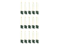 Set aus 15 weißen LED-Kerzen mit grünen Clips zur Dekoration.
