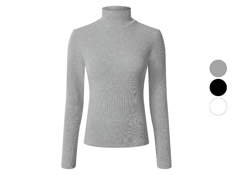 Grauer Damen-Rollkragenpullover mit langen Ärmeln, in drei Farben erhältlich.
