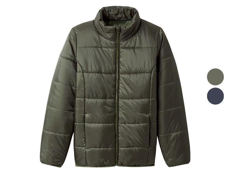 Olivengrüne Steppjacke mit Reißverschluss, auch in Dunkelblau erhältlich.