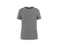 Dunkelgraues kurzärmeliges Basic-T-Shirt.