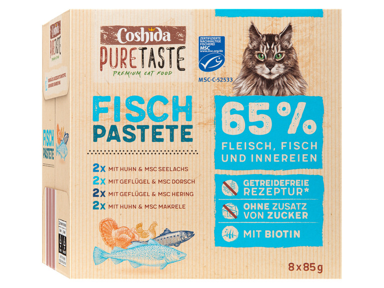 Gehe zu Vollbildansicht: COSHIDA Pure Taste Katzennassnahrung Fisch Pastete Multipack, 4 x 680 g - Bild 2
