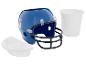 Ein blauer NFL-Helm mit einer weißen Schüssel und zwei weißen Bechern.