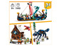 LEGO 3-in-1: Wikingerschiff, Haus und Wolf.