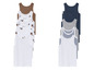 Zwei Sets Unterhemden für Jungen: eines mit weißen, gestreiften und blauen Tanktops und eines mit weißen Tanktops mit LKW-Drucken.
