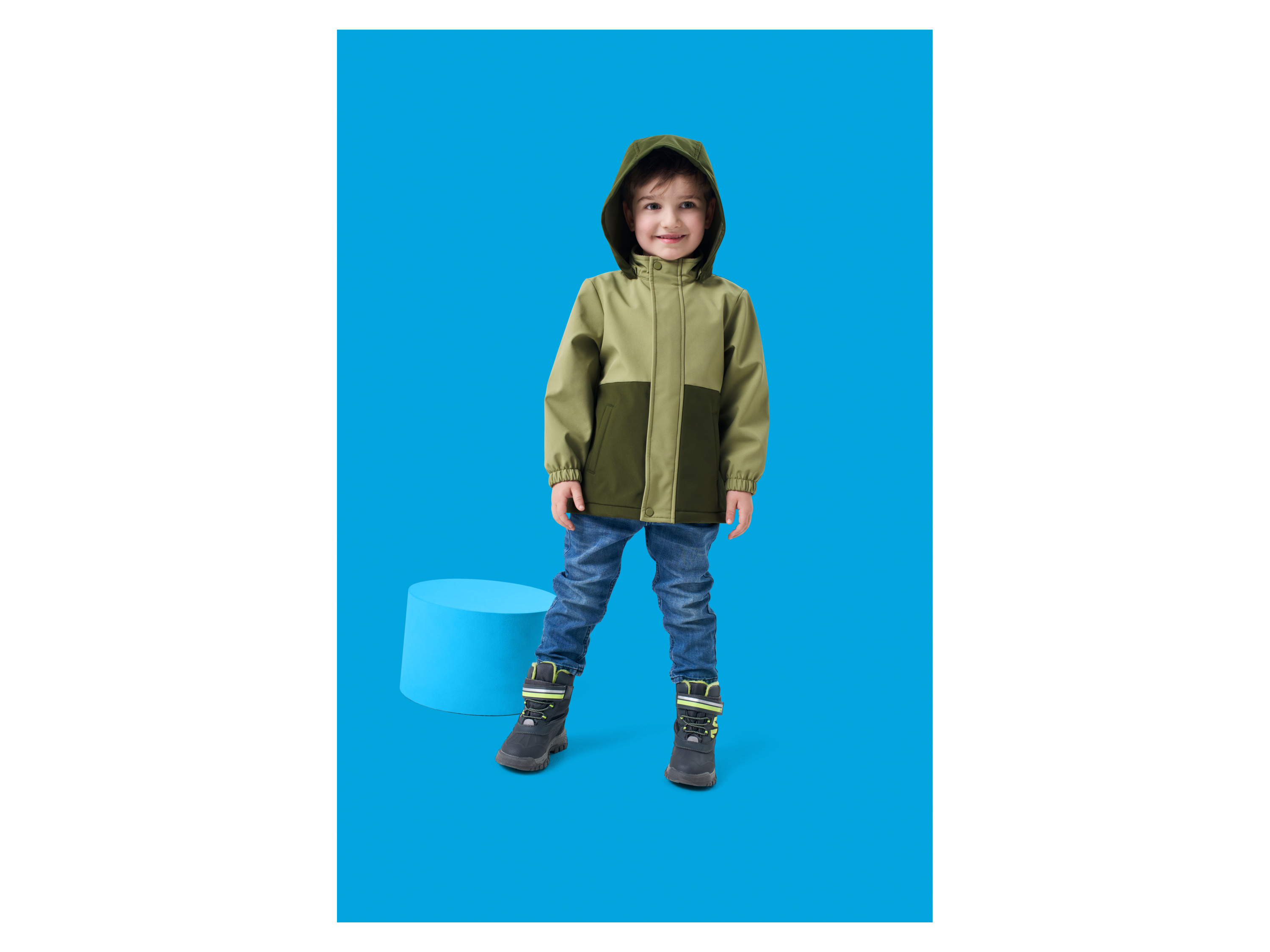 LUPILU® Kinder Softshelljacke mit Farbwechsel bei Regen (Grün, 98/104) – Bild 2 von 4