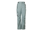 Hellblaue Skihose mit Taschen und Reißverschlüssen.