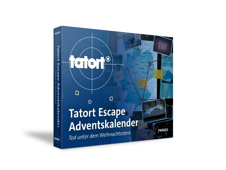 Tatort Escape Adventskalender mit Detektivthema und Germanlandkarte.