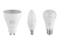 Drei LIVARNO home LED-Lampen: GU10, E14 und E27.