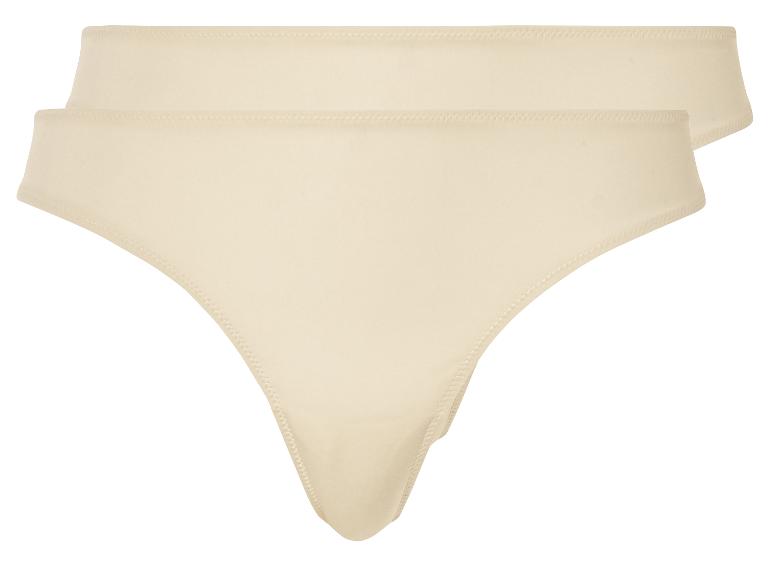 Zwei Paar beige Damen-Slips.