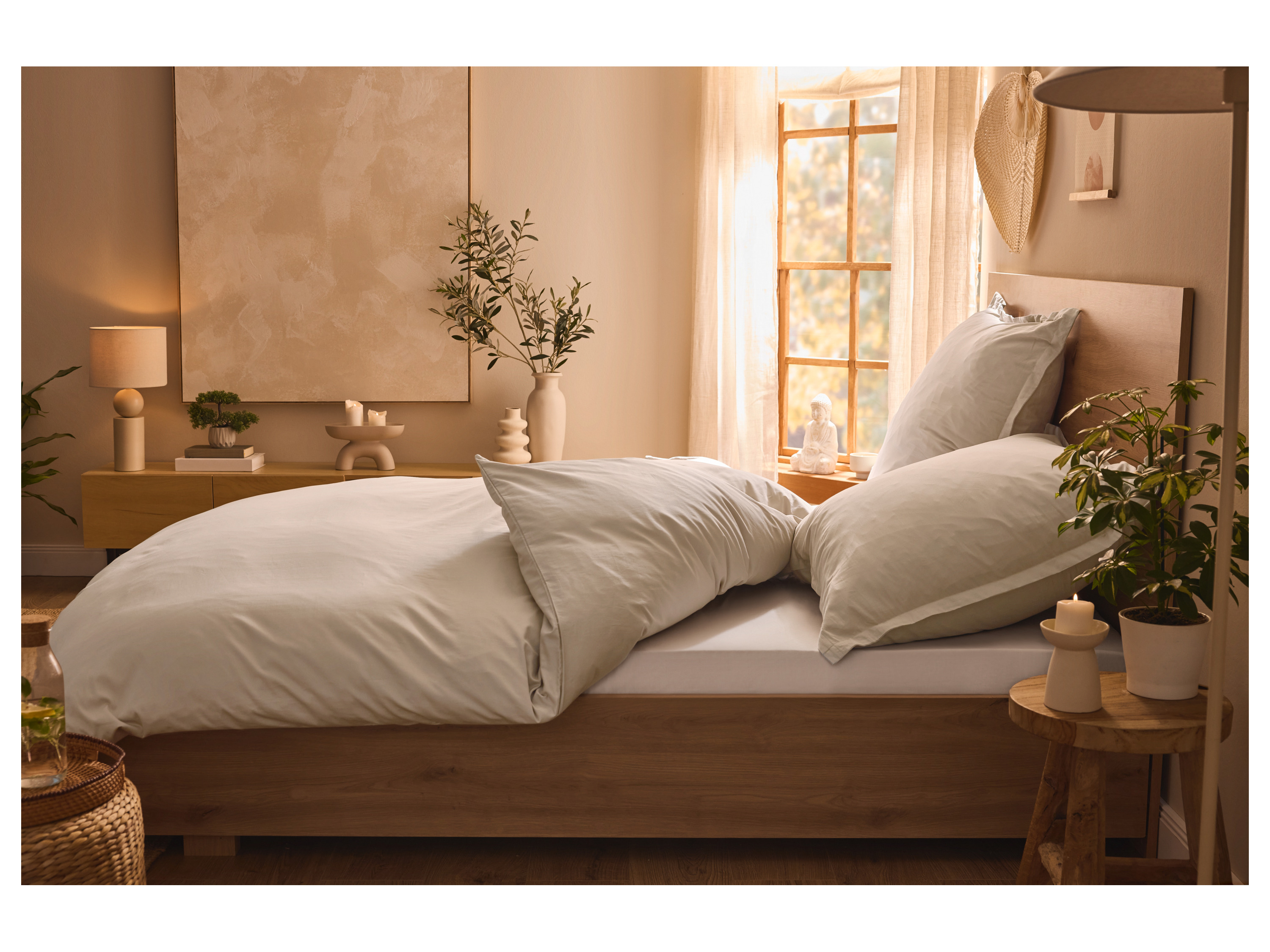 Thumbnail - LIVARNO home Lyocell-Satin-Bettwäsche, 135 x 200 cm (Beige)""