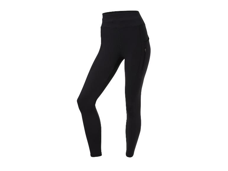 Schwarze Sportleggings, hoher Bund, Reißverschlusstaschen.