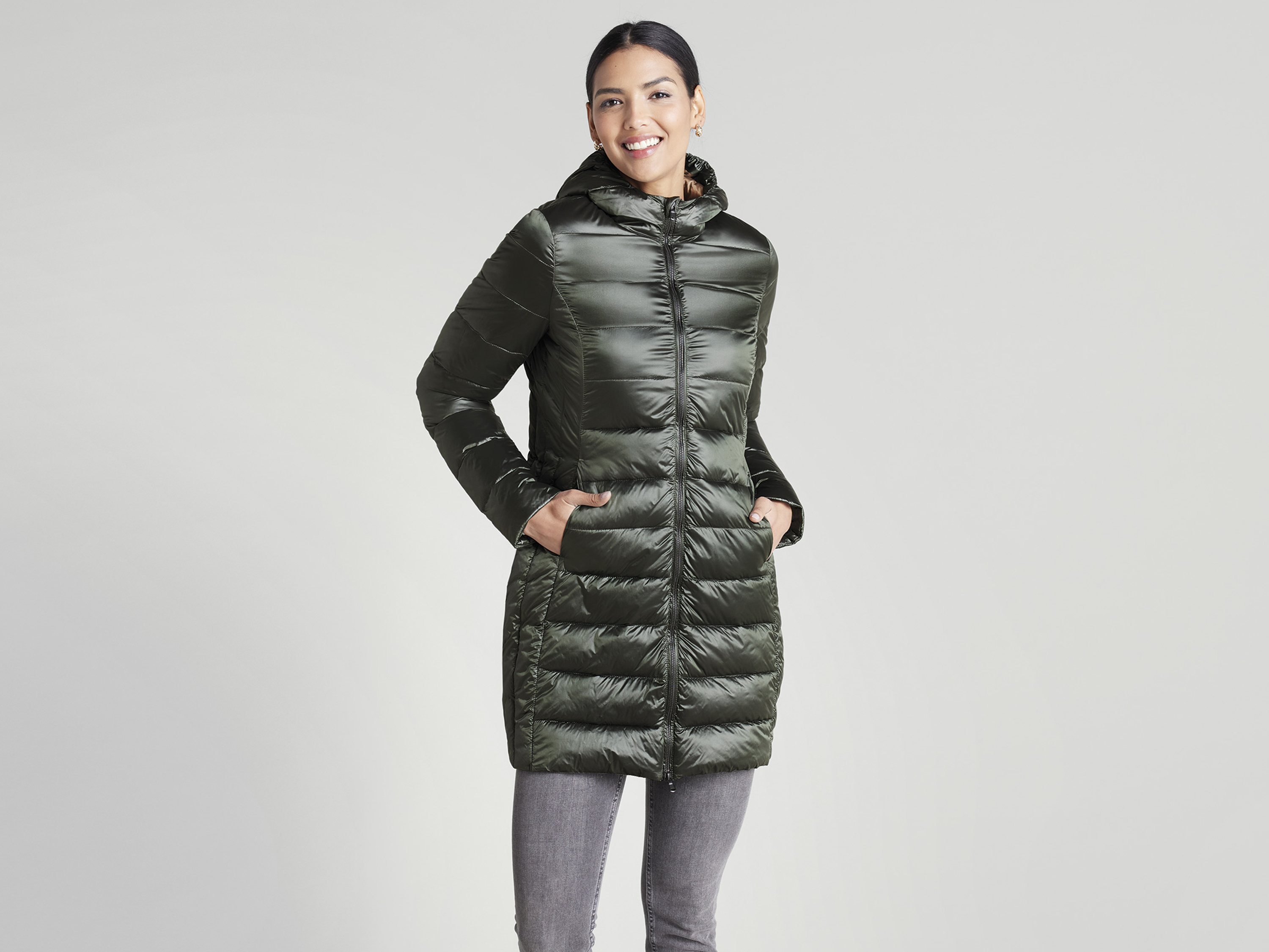 ESMARA® Damen Mantel Lightweight (grün metallic, XS(32/34)) – Bild 2 von 4