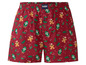 Rote Boxershorts mit Weihnachtsmotiv.