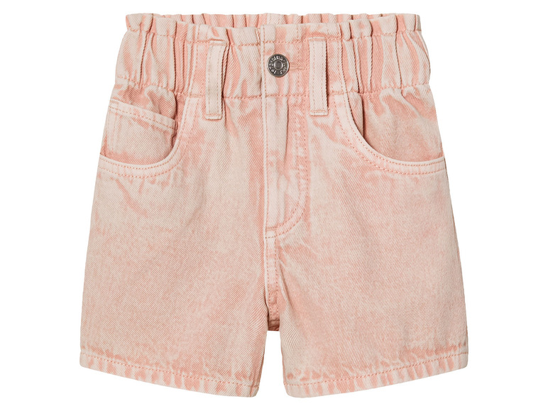 Rosa Jeans-Shorts mit elastischem Bund.