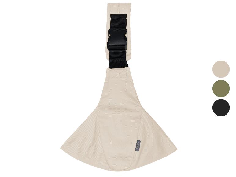 Beige Babytrage mit schwarzer Schnalle, in drei Farben erhältlich.