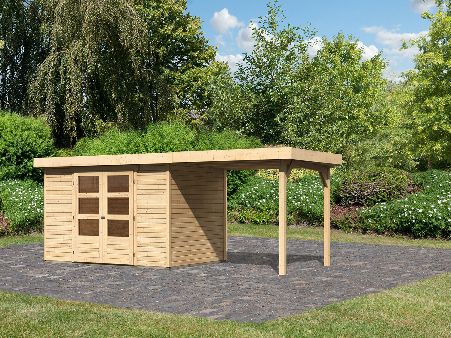 KARIBU Gartenhaus Trundholm 2 (ohne Boden, naturbelassen) – Bild 2 von 4