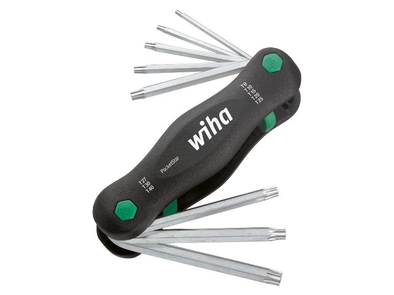 8-teiliges WIHA PocketStar TORX Multitool mit ausgeklappten Schlüsseln.