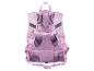 Lila Kinderrucksack, Rückansicht.