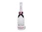 Flasche Rosé-Champagner mit rosa und schwarzen Details, inklusive der Aufschrift 'ICE IMPÉRIAL ROSÉ' und 'DEMI-SEC'.