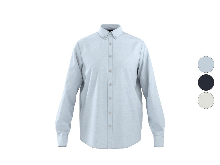 Herren-Langarmhemd, hellblau, mit drei Farboptionen.