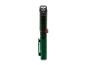 Grüne LED-Taschenlampe mit Clip und Magnet, Seitenansicht.