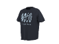 Dunkelblaues T-Shirt mit vier hellblauen Surfbrettern und dem Text „OLDEN HOUR“.