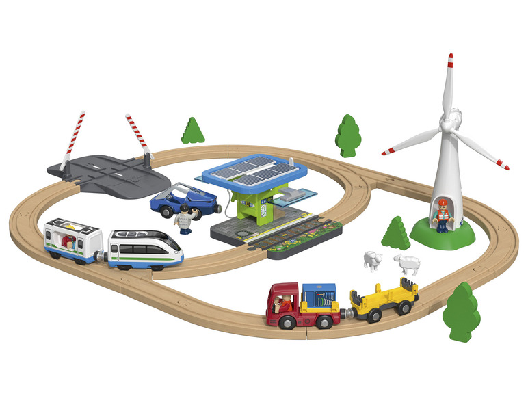 Gehe zu Vollbildansicht: Playtive Eisenbahn-Set Baustelle / Erneuerbare Energien, aus Buchenholz - Bild 12