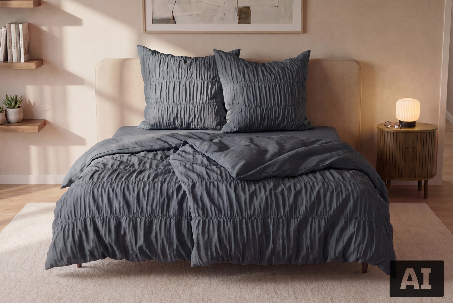 LIVARNO® Taillierte Mikrofaser-Satin-Wendebettwäsche, 155 x 220 cm (Anthrazit) – Bild 2 von 4