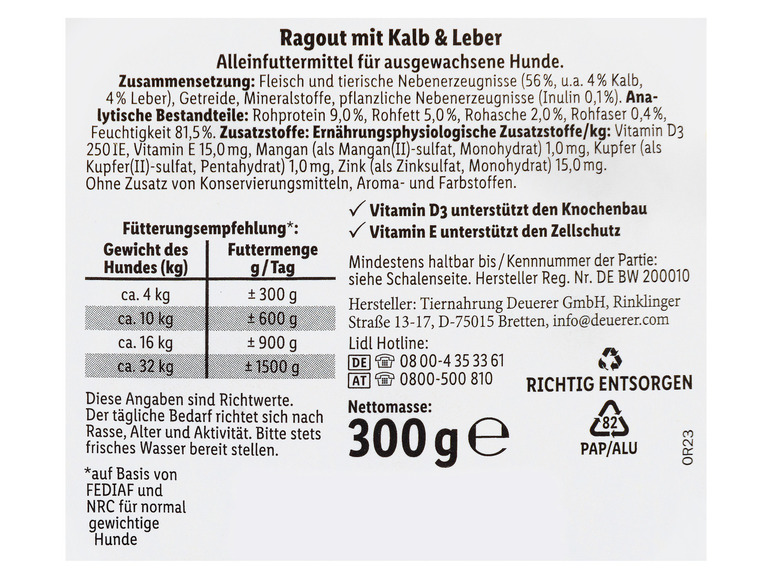 Gehe zu Vollbildansicht: ORLANDO Hundevollnahrung Herzhaftes Ragout mit Kalb & Leber, 21 x 300 g - Bild 4