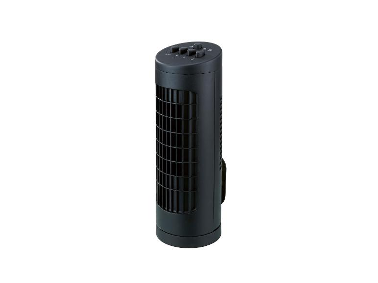 Schwarzer Turmventilator mit Bedientasten oben