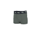 Grüne Boxershorts mit dunkelblauem Bund und hellgrünen Dinosaurier-Silhouetten.
