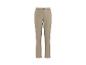 Beige Damenhose mit hoher Taille und Knopf.