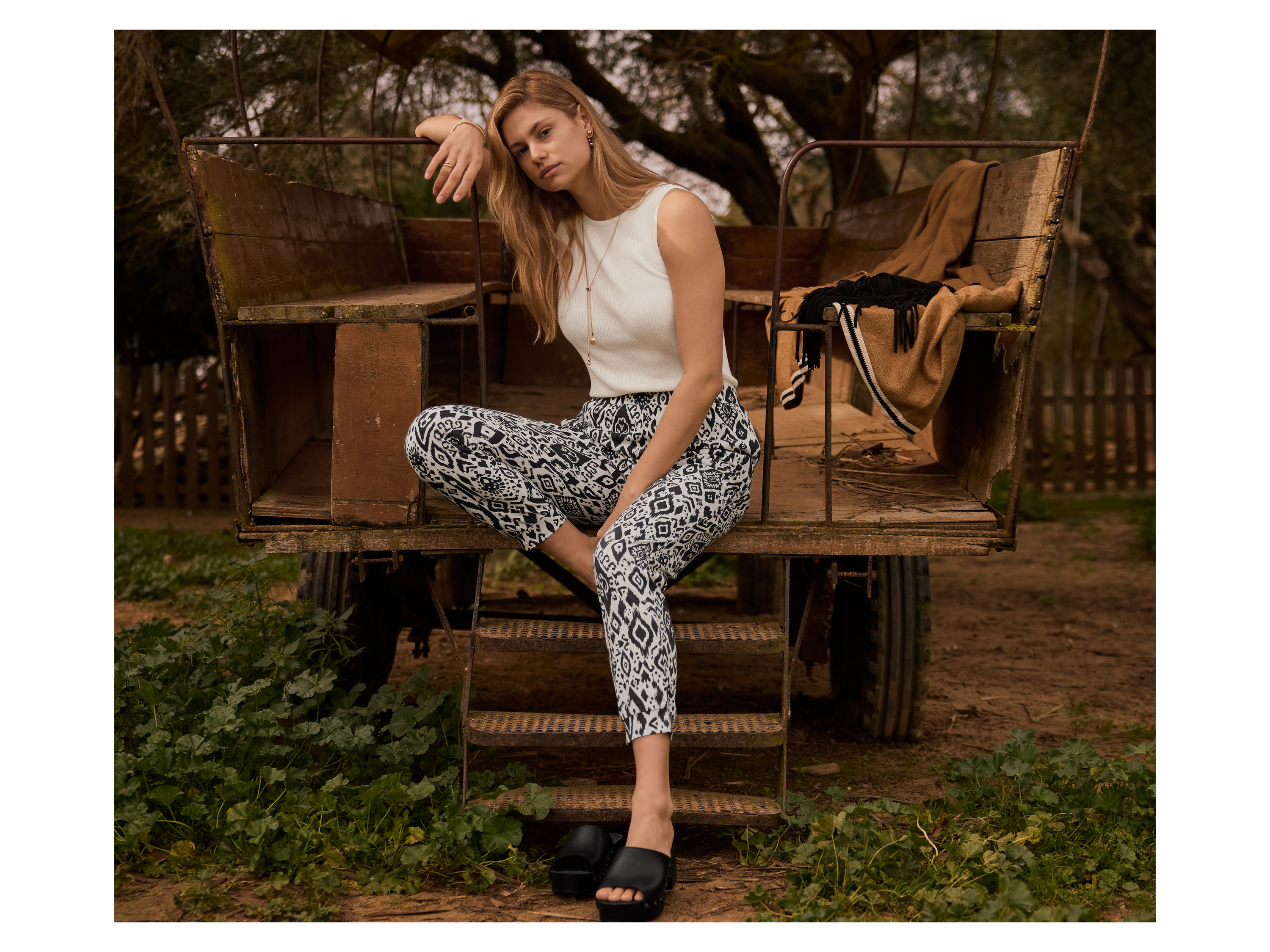 Thumbnail - esmara® Damen Hose Wirk (Schwarz/weiß, M (40/42))