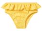 Gelbe Bikinihose mit Rüschen und strukturiertem Stoff.