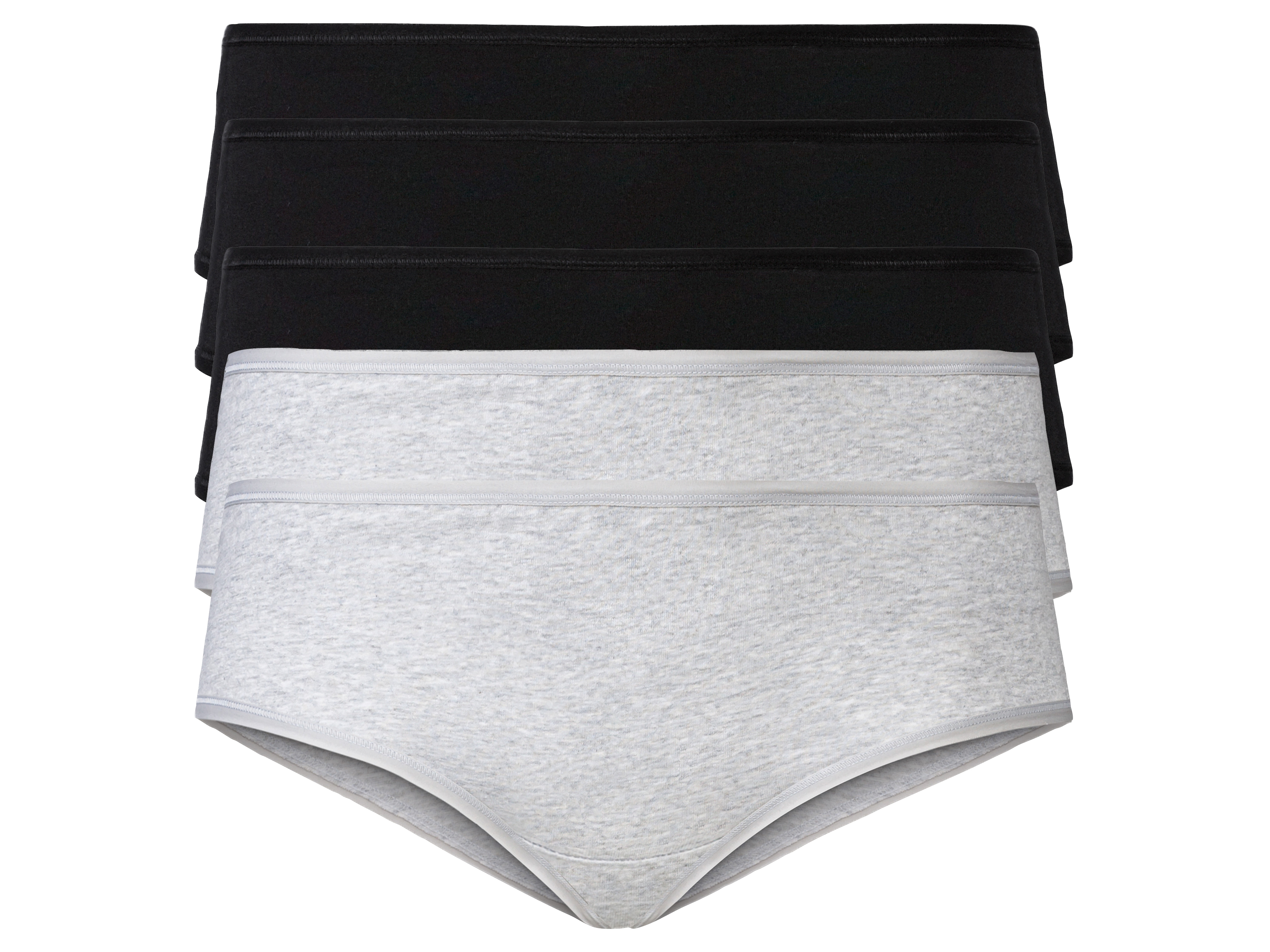 esmara® Damen Hipster, 5 Stück (XXL(52/54), schwarz/hellgrau) | 04334036082218