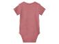 Ein rosafarbener kurzärmeliger Baby-Body, von hinten gesehen.