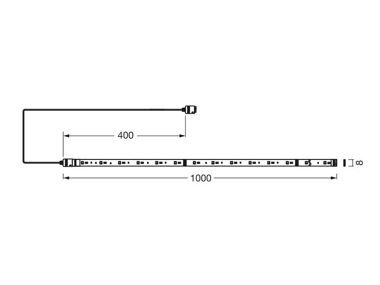 LED-Lichtleiste mit 400 mm Kabel und 1000 mm langem Streifen.