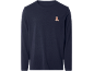 Dunkelblaues Langarmshirt mit einem kleinen Teddybären-Motiv auf der Brust.