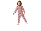 Mädchen in einem rosa gemusterten Sweatshirt und passender Jogginghose