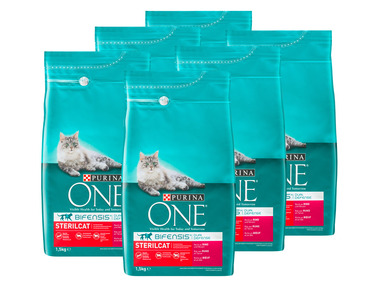 PURINA ONE BIFENSIS STERILCAT Katzenfutter trocken für sterilisierte Katzen, reich an Rind, 6er Pack (6 x 1,5kg)