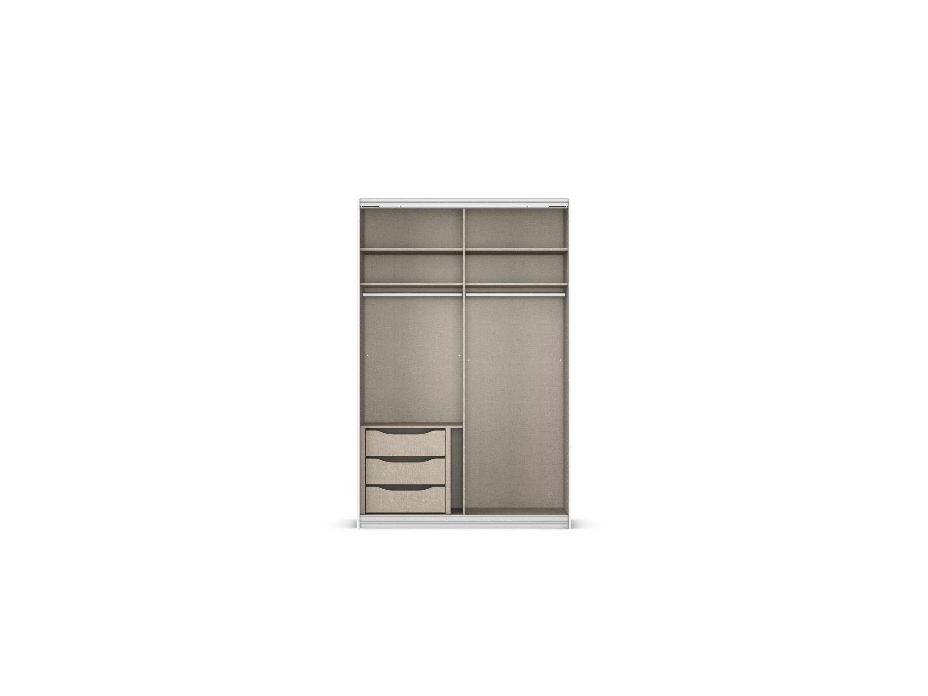 RAUCH ORANGE Quadra Schwebetürenschrank mit Spiegelelementen (Premium-Zubehör, Korpus: Graumetallic, 136 x 230 cm) – Bild 4 von 4